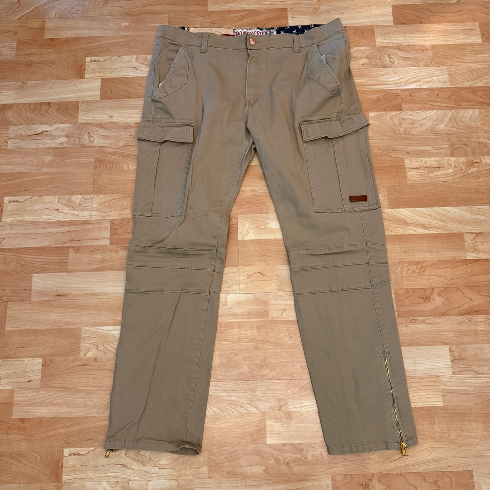 Winchester American Legend Mens Tan Khaki Cargo Pants Zip Hem Size 42 x 31